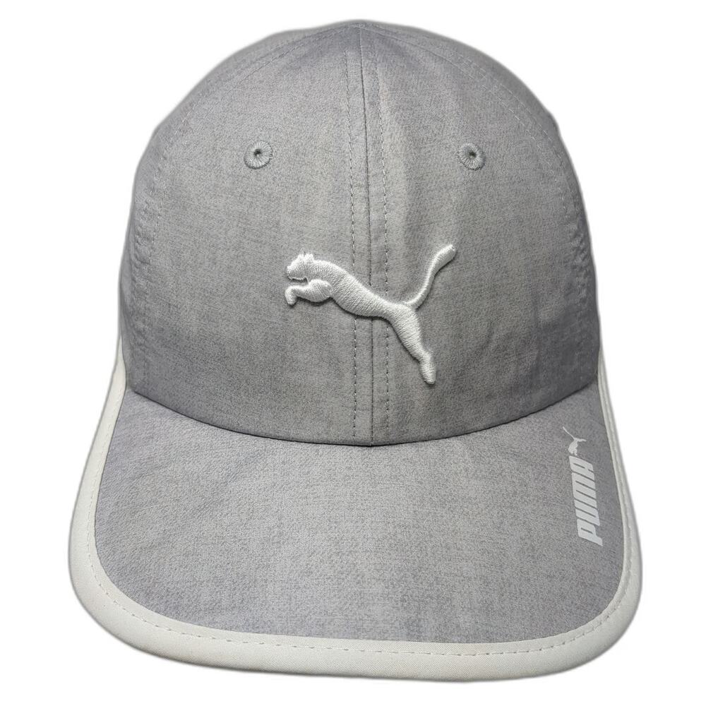 Puma Baseball Cap Gray One Size Strapback Logo Performance Piping Polyester Hat